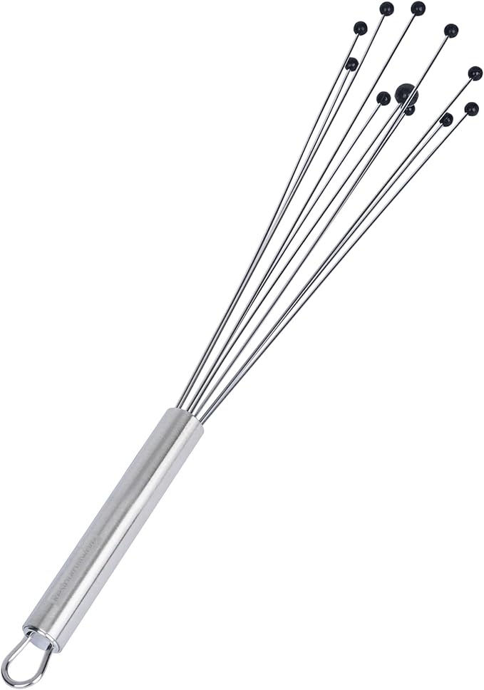 Restaurantware 12.5 in Stainless Steel Ball Whisk with Silicone Tips - 6 Pack - German Standard Sauce & Gravy Whisk, Non-Scratch, Dishwasher Safe - Non-Stick Safe Silicone Ball Whisk for Baking