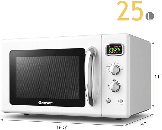 COSTWAY Microwave Countertop, 0.9 Cu.ft Small Retro Microwave for RV, Dorm
