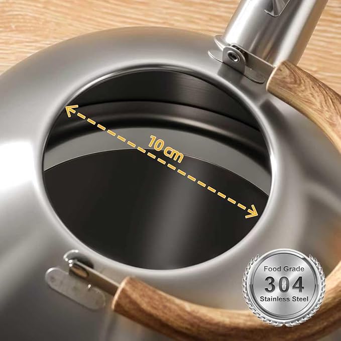 MAXCOOK 18/8 Stainless Steel Tea 2.1 Quart Kettle for Stovetop，Silver