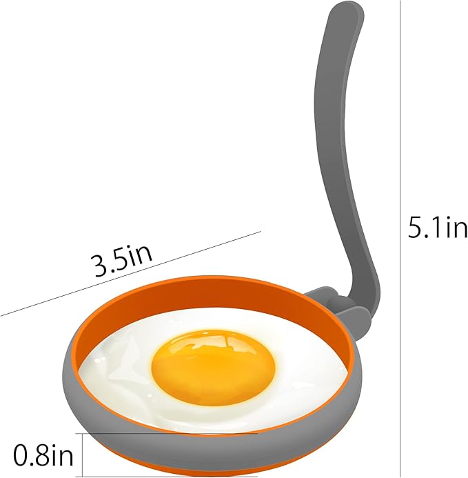 Silicone Egg Rings for Frying Egg, Cooking Egg Mold For Frying, Round Perfect Fried Egg Ring for Griddle, Nonstick Food Grade Egg Circle Omelet Rings For Griddle (Gray, 4Pcs Round)