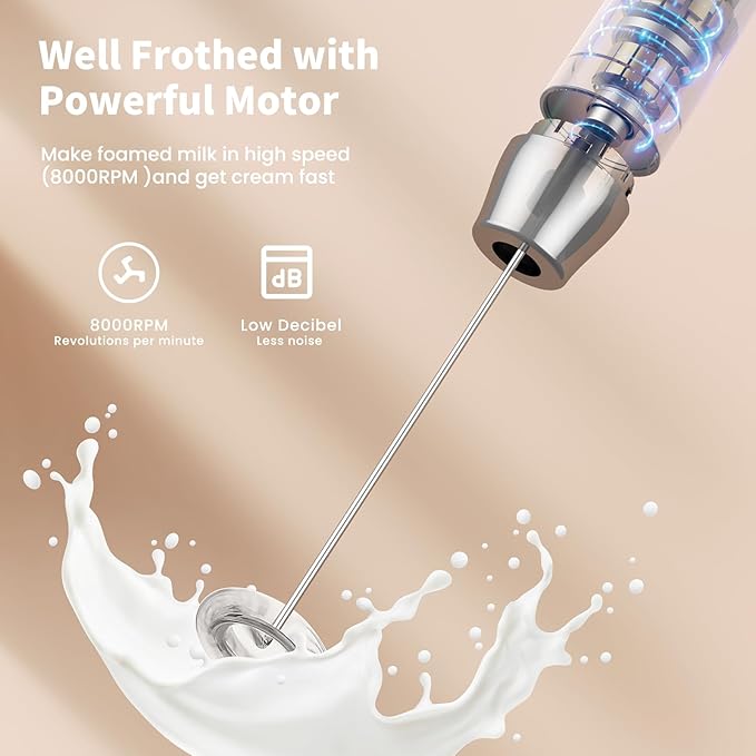 Maestri House LunaFro Rechargeable Milk Frother,Stand & 2 Detachable Whisks