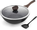 Kordisen Ceramic Wok Pan, 12 Inch Nonstick Wok with Lid, Healthy Non Toxic Woks & Stir-fry Pans for Cooking, Induction Cookware, PFOA & PFAS Free (Grey)