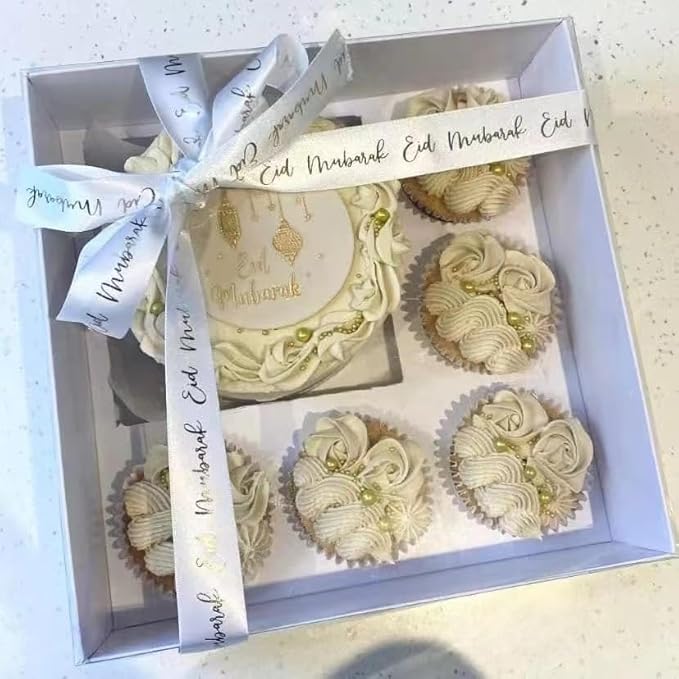 SAHROO Bento Cake and Cupcake Box 4-inch Cake and 5 Cupcakes Box 10 Sets for Family Dinner Birthday Party Picnic Gift