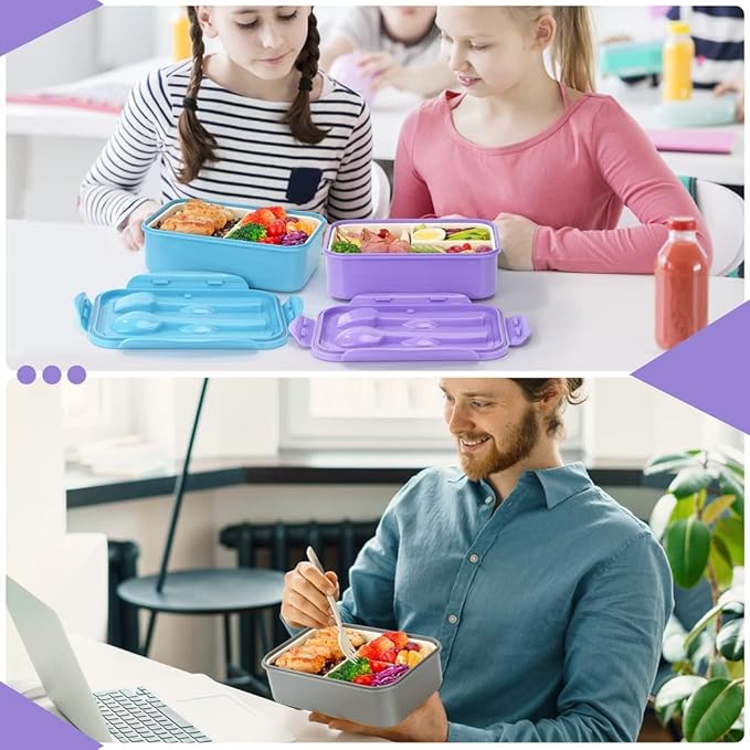 LOVINA Bento Lunch Box for Adults Kids - 1100ML/Built-in Utensil, BPA-Free