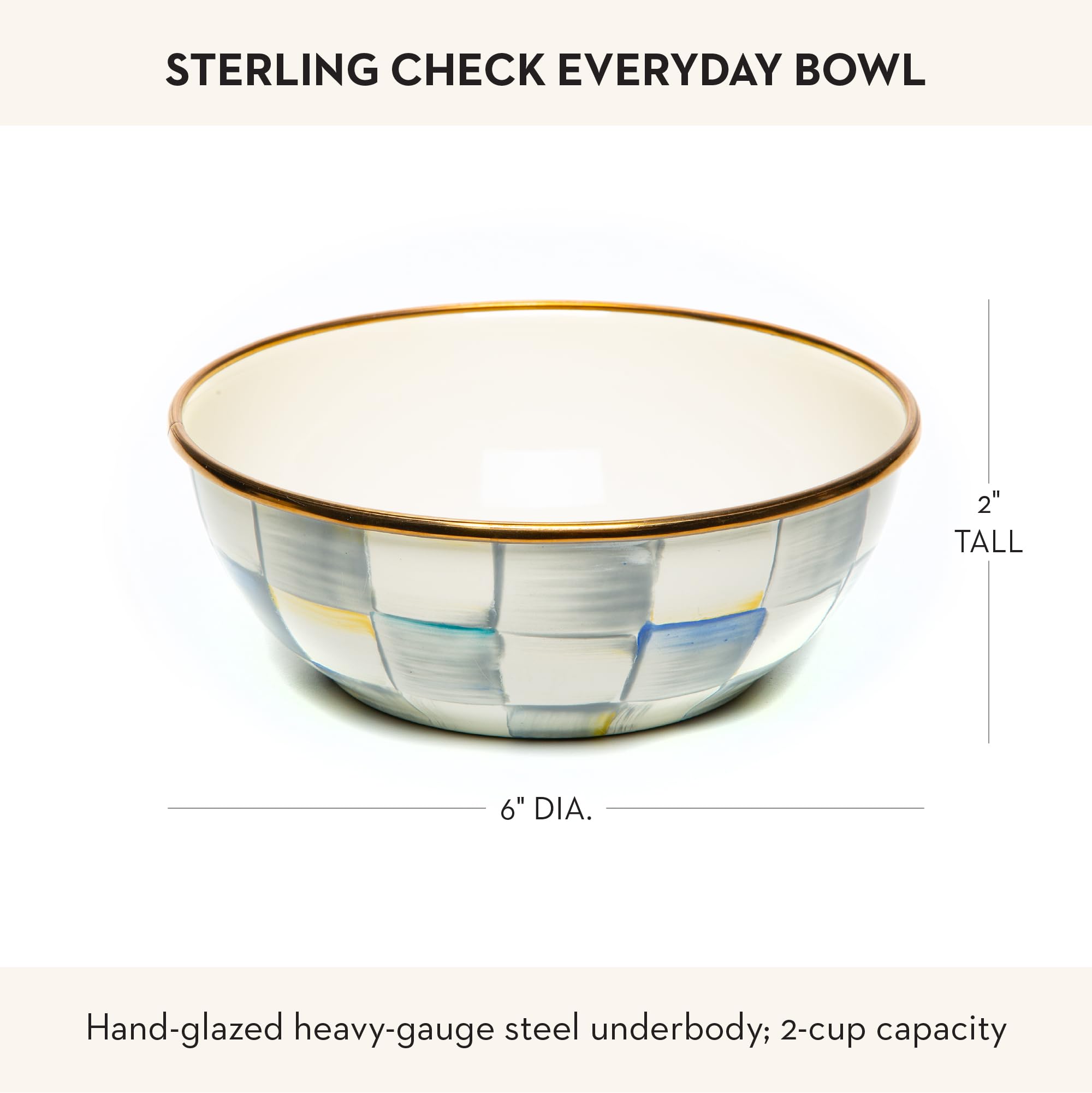 MACKENZIE-CHILDS Everyday Bowl, Extra Small, Gray-and-White Sterling Check