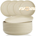 Wrova Wheat Straw Plates - 9 Inch Unbreakable Dinner Plates Set of 8 - Dishwasher & Microwave Safe Plastic Plates Reusable - Lightweight Plates for kitchen,R.V. (Beige)
