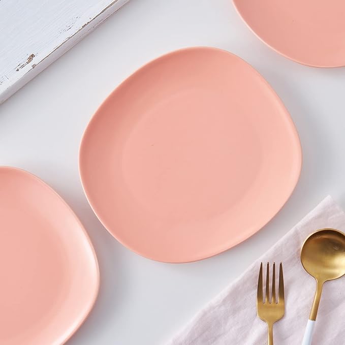 Stone Lain Delilah Salad Plate 6-Piece Dish Set, Porcelain, Peach