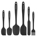 NileHome 6 Pieces Silicone Spatula Set with Silicone Brush,Mixing-Black