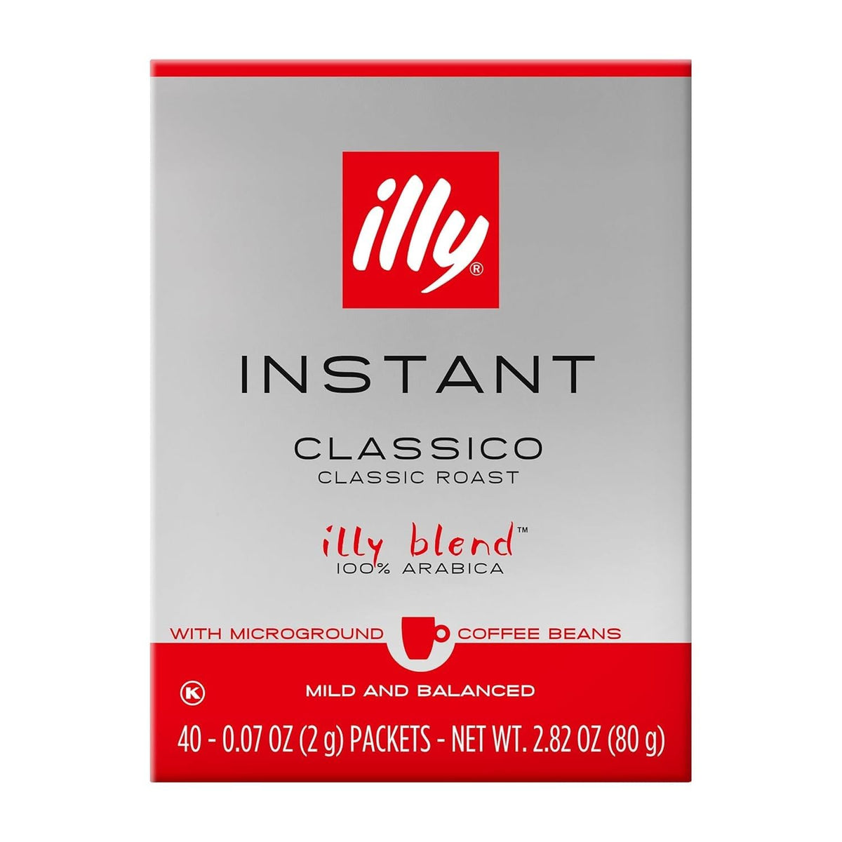 illy Instant Coffee Single-Serve Packets, Classico, 2g, 40 Ct, 1 Pack