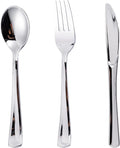 N9R 300PCS Silver Plastic Silverware, Disposable Utensils & Cutlery