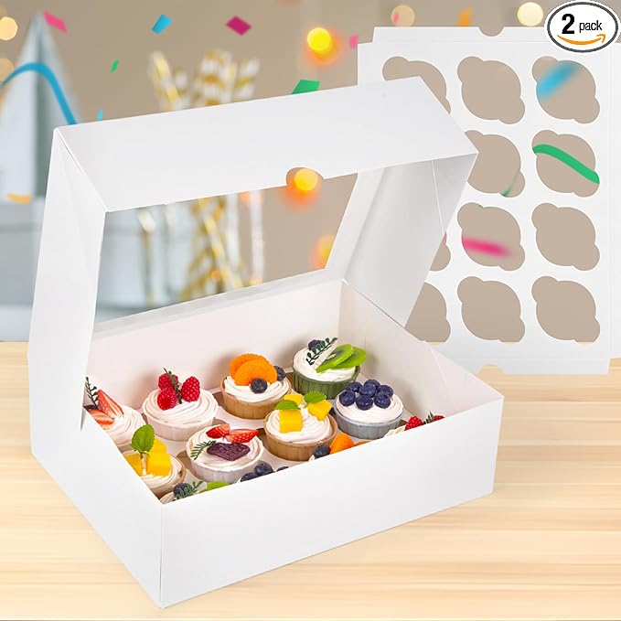 VGOODALL 12 Count Cupcake Container, 2PCS Cupcake Containers with Window