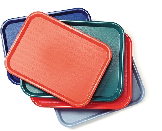 Carlisle FoodService Products CT121605 Café Standard Cafeteria / Fast Food Tray, 12" x 16", Red
