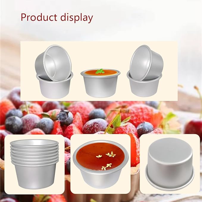FRIGIIRE Pudding Cups Molds Individual Popover Pan Cupcake Muffin Baking Maker Aluminium 8 Pieces(3.74 x 2 x 2.87 Inch)