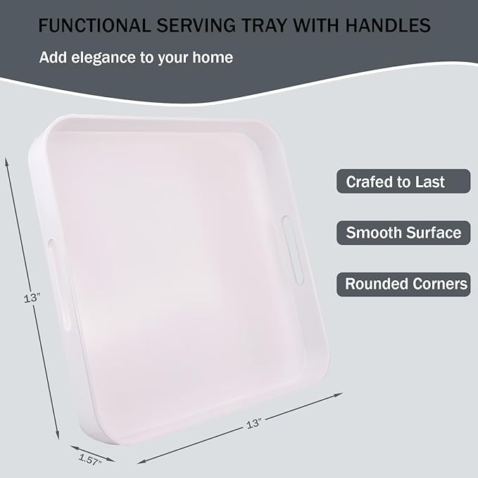 SforGUVA Square White Serving Tray, Ottoman Tray for Coffee Table
