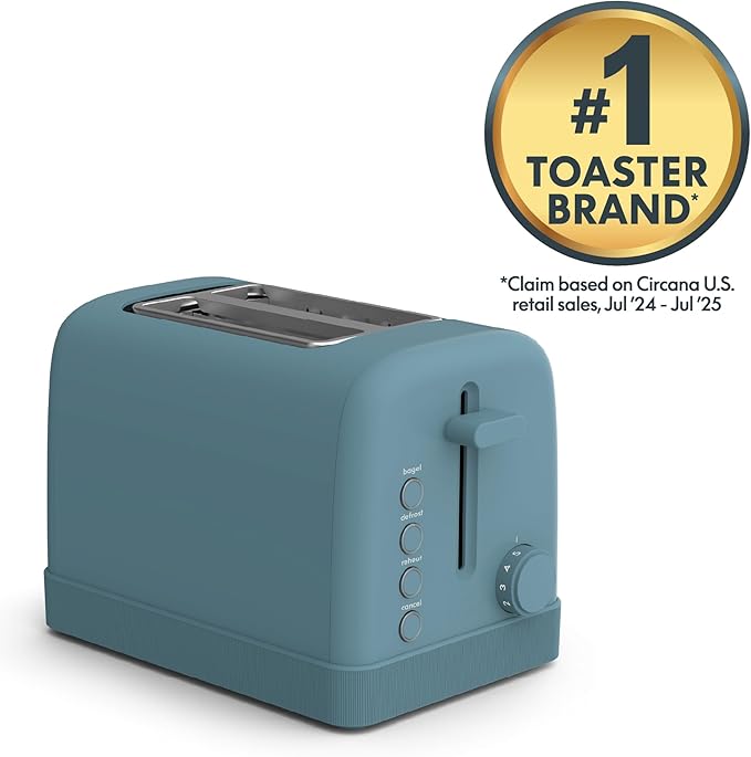 bella 2-Slice Toaster with Extra Wide Slots and 6-Shade Control, Surf