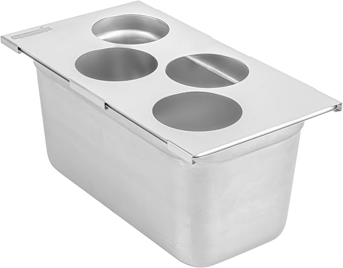 Restaurantware Squeeze Bottle Organizer Top 1 Count 12.79 x 7.09 x 0.39 Inches Stainless Steel Bottle Holder - Four Hole Condiment Rack - Silver Kitchen Organizer for Food Prep