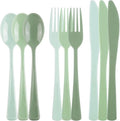 Kochorie 300 Pieces Sage Green Plastic Silverware with Spoons Forks Knives
