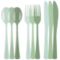 Kochorie 300 Pieces Sage Green Plastic Silverware with Spoons Forks Knives