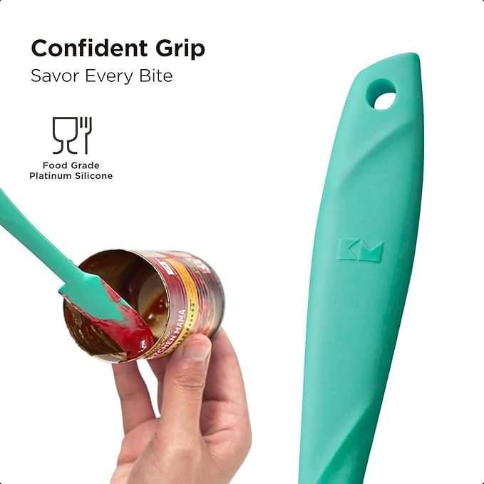 Kitchen Mama WaltzGrip Platinum Silicone Jar & Can Spatula Set, Teal