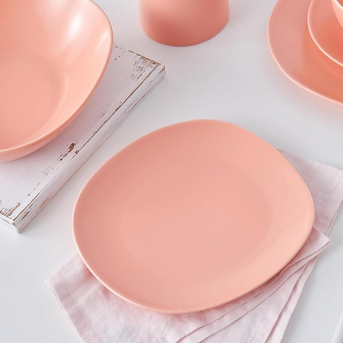 Stone Lain Delilah Dinner Plate 6-Piece Dish Set, Porcelain, Peach