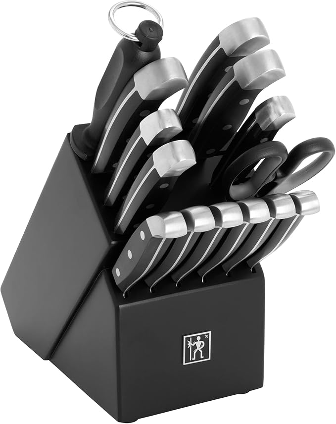 HENCKELS Premium Quality Statement 15-Piece Knife Set with Block and Knife Sharpener, Razor-Sharp, German Engineered Knife Informed by over 100 Years of Masterful Knife Making, Black Block