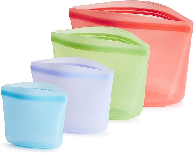 Stasher Premium Reusable Silicone Food Storage Bags, 4-Pack, Multicolor