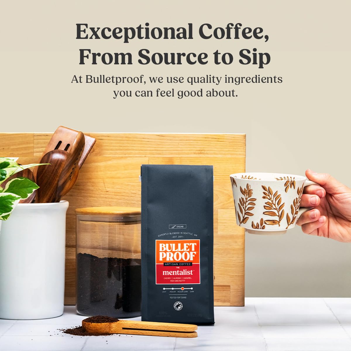Bulletproof Mentalist Medium-Dark Roast Ground Coffee, 12 oz