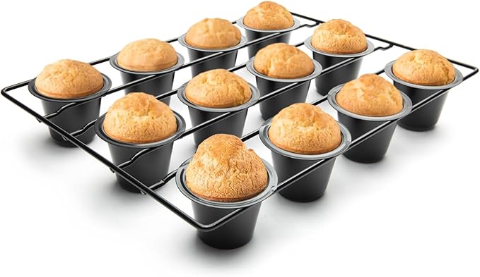 Fox Run Linking Mini Popover Pan, Carbon Steel, Nonstick, 12 Mini Cups