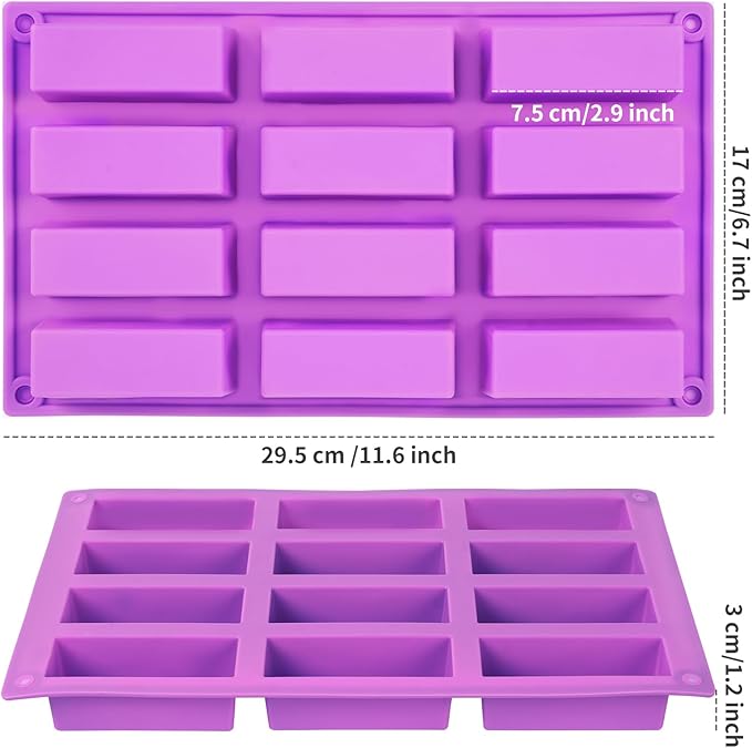 2 Pack Granola Bar Mold Silicone Mold,12 Cavity Rectangle Energy Bar Mold