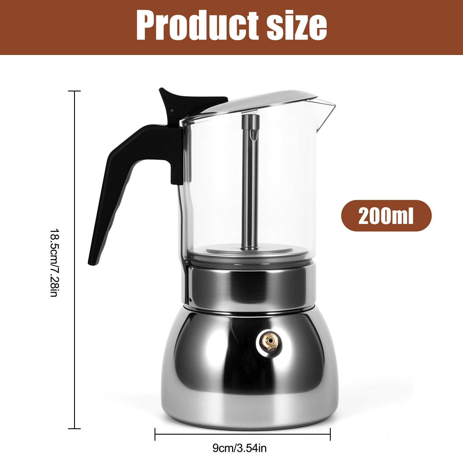 Houkiper Stovetop Espresso Maker, 4Cup 200ML Stovetop Italian Coffee Maker
