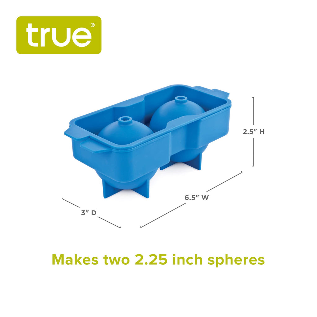True Sphere Ice Tray, Silicone Mold for 2.25 Inch Extra Large Ice Balls, Easy to Release, Perfect for Whiskey, Bourbon, Cocktails, Mixed Drinks, Bar Cart Accessories, Home Bar Gifts, Set of 1, Blue