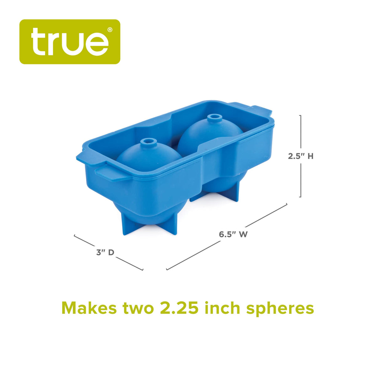 True Sphere Ice Tray, Silicone Mold for 2.25 Inch Extra Large Ice Balls, Easy to Release, Perfect for Whiskey, Bourbon, Cocktails, Mixed Drinks, Bar Cart Accessories, Home Bar Gifts, Set of 1, Blue