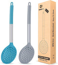 BUNDLEPRO Kitchen Ladle Strainer, 2 Pack, Grey and Teal Blue