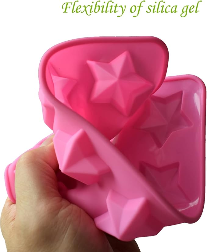 Murong Star Chocolate Mold,Reusable Five Pointed Star Silicone Mold for Making Chocolates,Ice Cubes,Jellies and Candies(Pink)