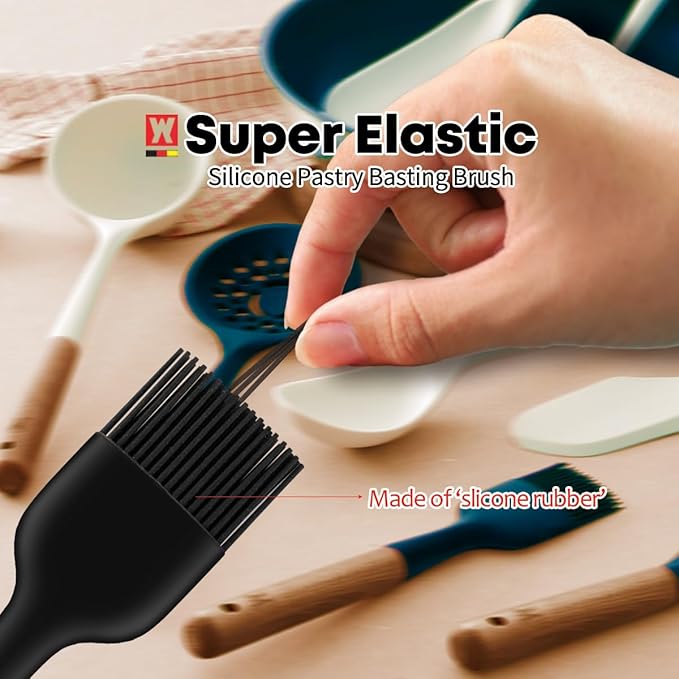 WAGENSTEIGER Silicone Cooking Brush with Wooden Handle: Pastry Brush, For Glazing Pastries and Basting Meats, Heat Resistant Cookware, Gentle Head & Bristle Design, BPA Free, Non-slip Grip