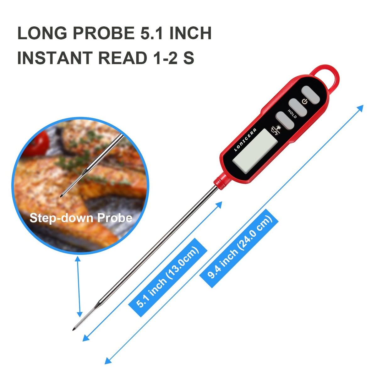 LONICERA Digital Cooking Thermometer for Sourdough Bread, 5-Inch Probe