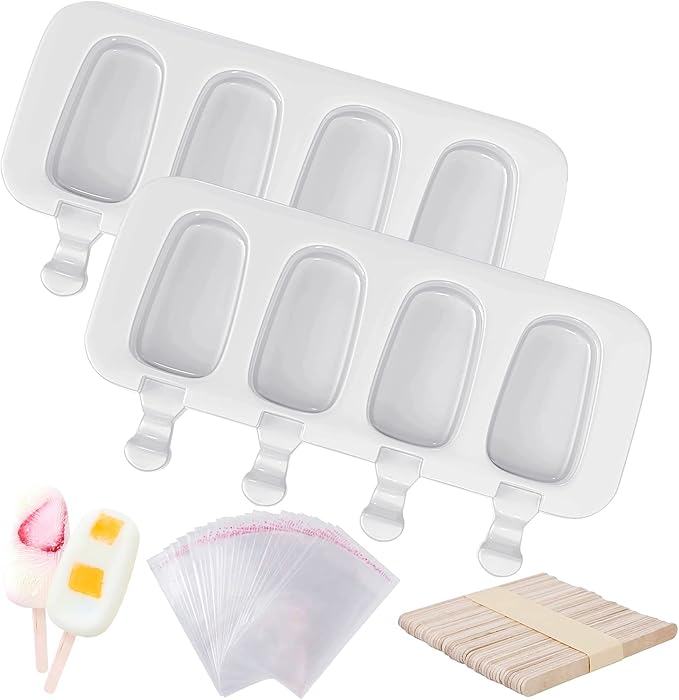 Ozera 2 Pack Popsicles Molds, Silicone Oval Cakesicles Cake Pop Molds Set