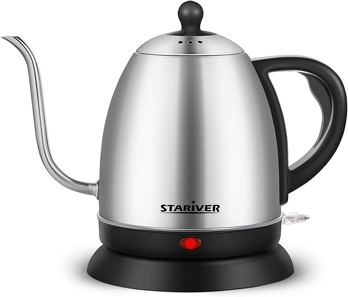 Stariver Gooseneck Electric Kettle, 1L Stainless Steel Pour Over Tea Pot