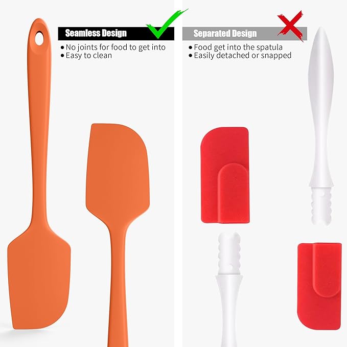 Doosu 600°F Heat Resistant Silicone Spatula Scrapers (Set of 3, Multi-5)