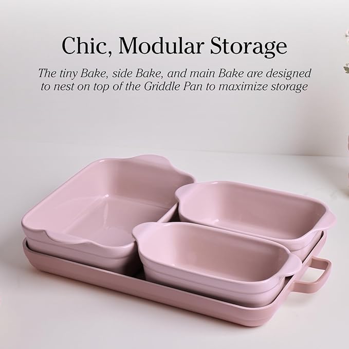 Our Place Bakeware Set | 5-Piece Ceramic Bakeware Collection with Stovetop-to-Oven Griddle Pan | PFAS-Free Non-Toxic Nonstick Pans, Oven Mat & Baking Dishes | Spice
