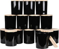 SHOWIN 10 OZ Thick Candle Jars for Making Candles 15 Pcs, Empty Jars with Wood Lids for Candle Making, Sample Container, Glossy Black