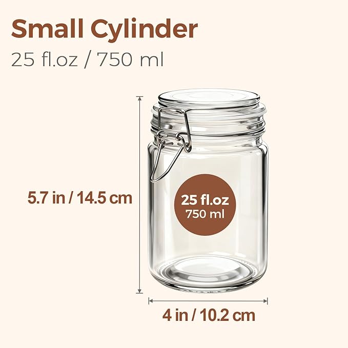 ComSaf 25 oz Glass Jars with Airtight Lids 6 Pack Pantry Coffee Canisters