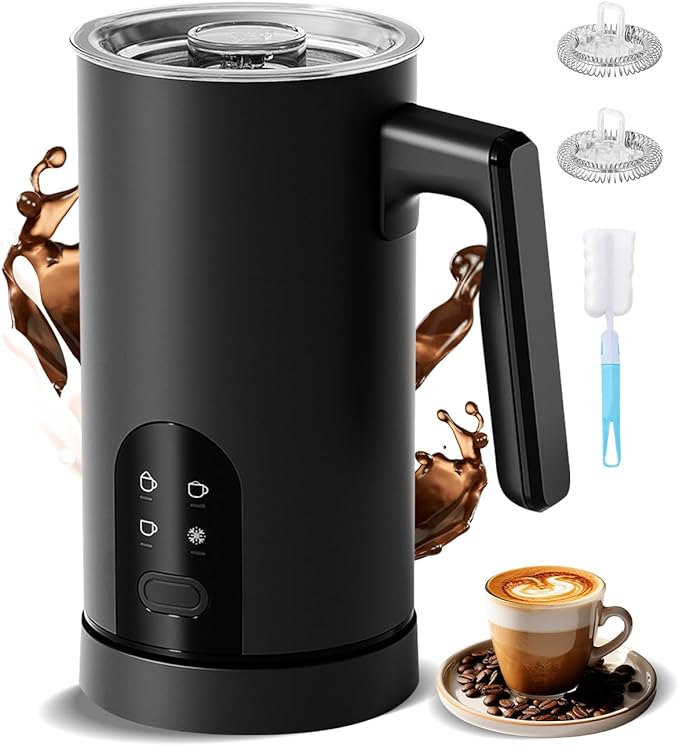 Torlaist Electric Milk Frother, 4-in-1 Automatic Milk Steamer & Foamer 11.8oz/350ml, Automatic Hot and Cold Foam Maker and Milk Warmer for Latte, Cappuccino, Matcha, Hot Chocolate Red
