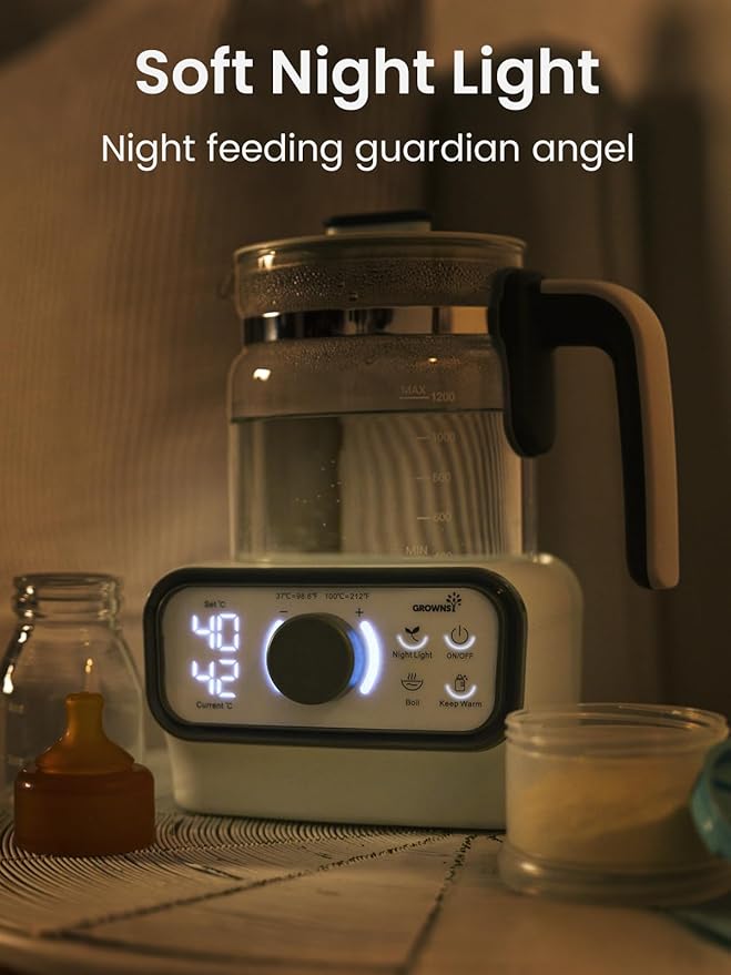 GROWNSY Baby Instant Warmer & Glass Water Boiler with LCD Display and Timer