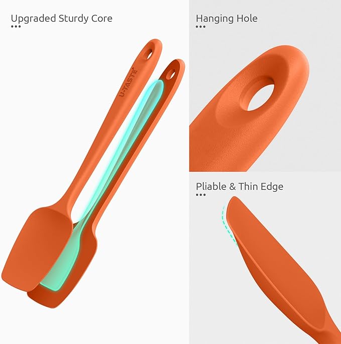 U-Taste Silicone Spatula Set, 600ºF High Heat Resistant, 3-Pcs, Colorful