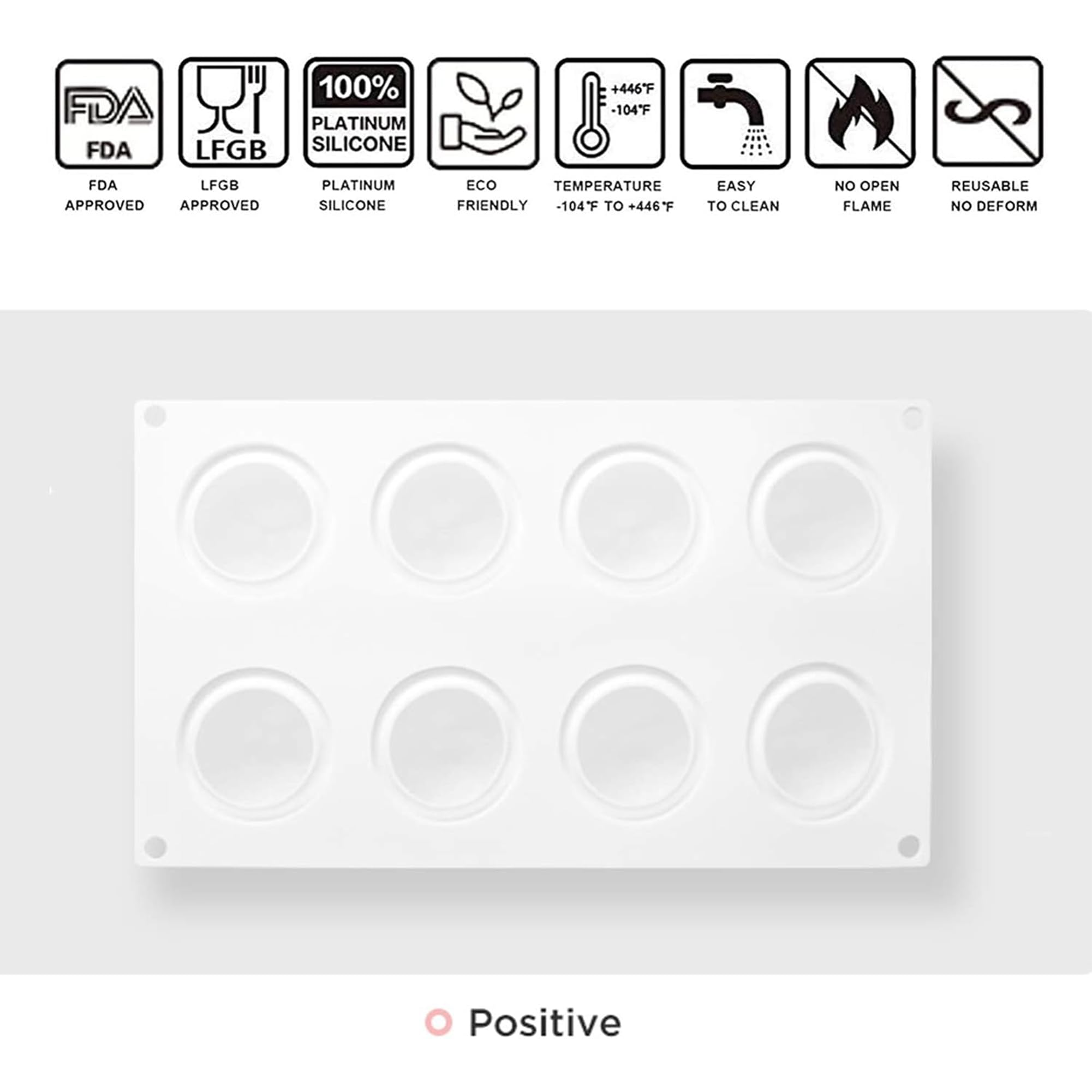 OCPO Kitchen Orange Silicone Mold for Baking Mousse Cake, 8 Cavities