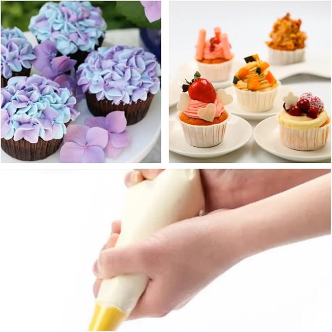 AMBESTAR Disposable Piping Bags 18 inch, 200 Pcs Disposable Piping Bags, Disposable Large Pastry Bags for Cupcake, Cake Disposable Decorating Bags for Frosting