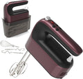 Yomelo 9-Speed Digital Hand Mixer Electric, 400W Powerful DC Motor, Hand Mixer Electric Handheld with Snap-On Storage Case, 5 Stainless Steel Accessories, Beaters, Dough Hooks, Whisk(Grape Purple)