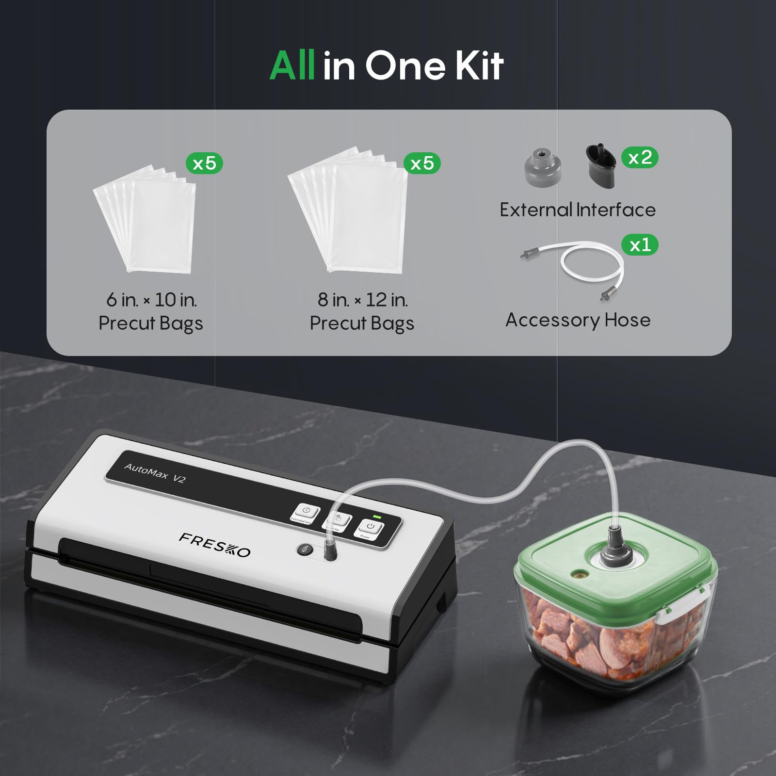 FRESKO Vacuum Sealer Machine with Automatic Bag Detection, Compact Design