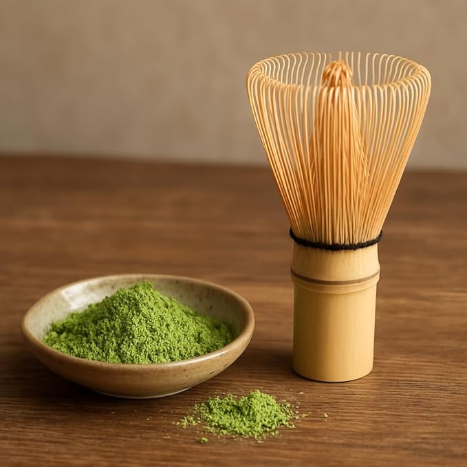 ECOLEMON Matcha Whisk (1-Piece), Golden Bamboo Whisk for Matcha Tea, Chasen, 100-Prong Bamboo Matcha Wisk Mixer Frother Brush for Making Macha Ceremonial Grade